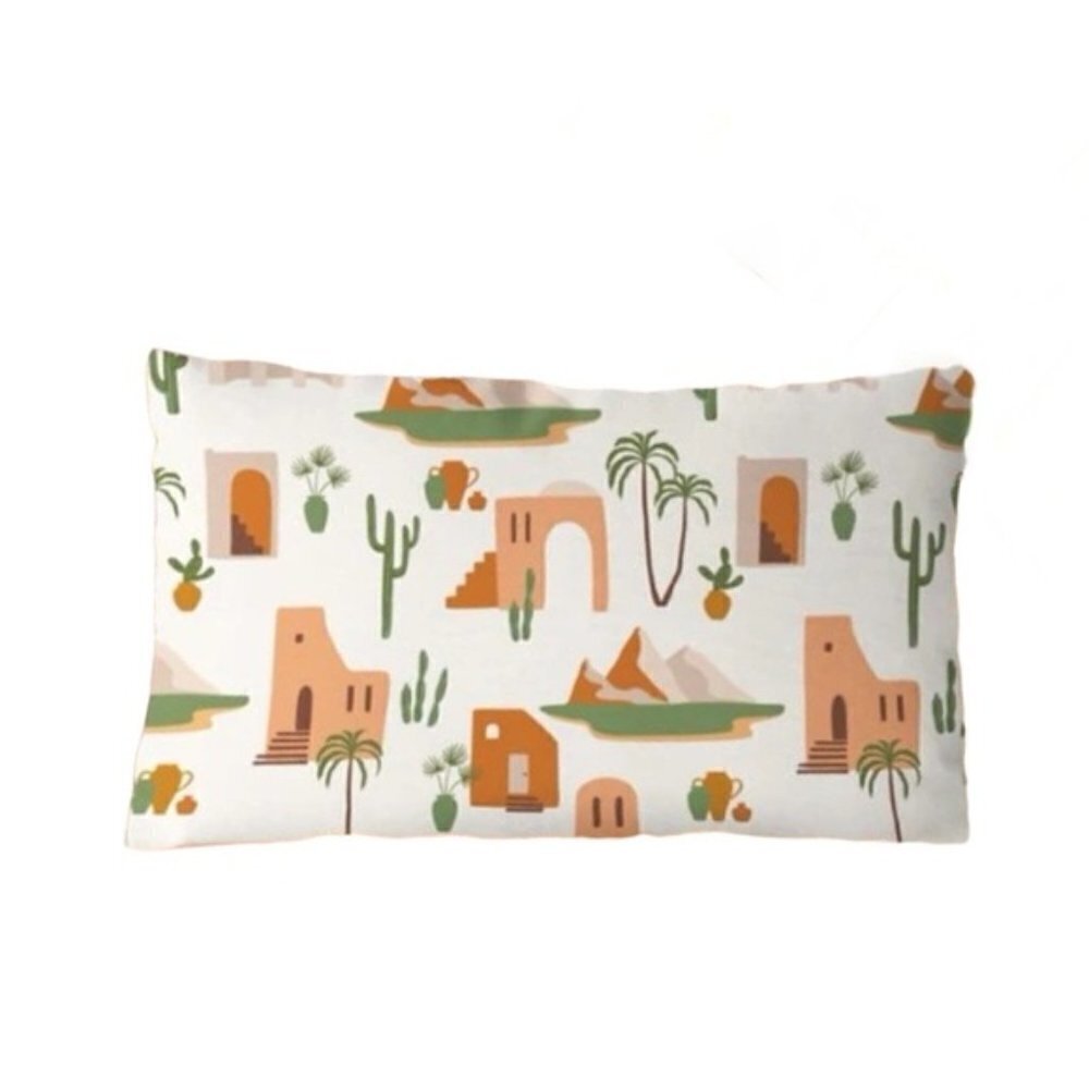 Pillow Cover Southwestern Cactus Buildings Western Zip Rectangle 19.7 X 11.8 - Picture 15 of 15